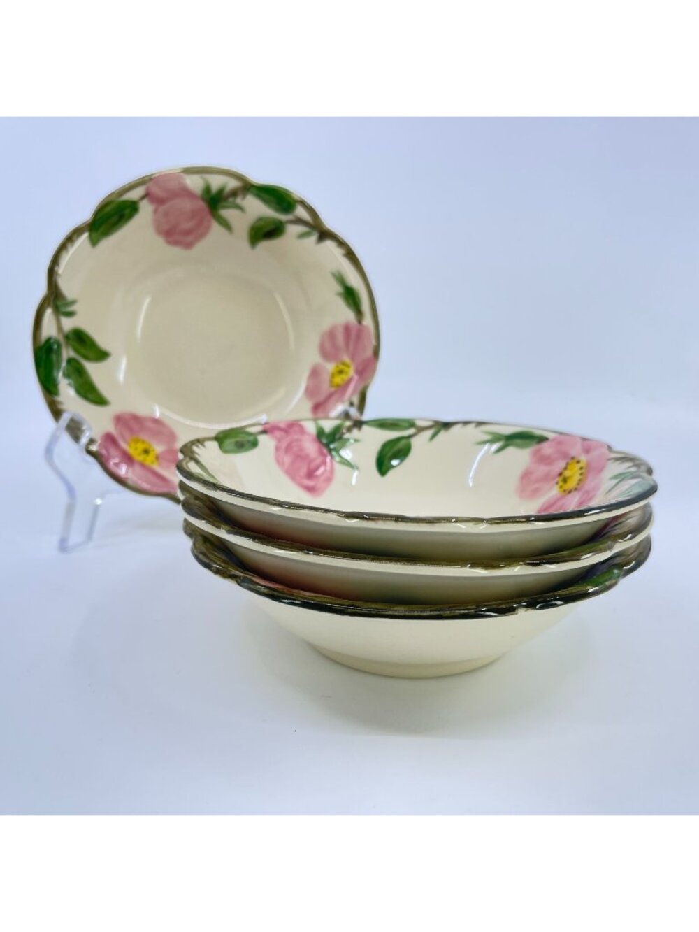 vintage franciscan "desert rose" coupe bowls set of 4 handpainted made in usa